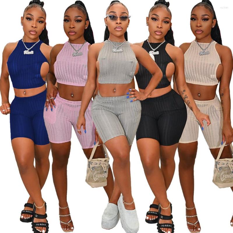 

Women's Tracksuits Women's Summer Sexy Solid Color Fashion Bikini Sets Bandage Backless Tank Skinny Briefs Pocket Shorts Three Piece, Gray