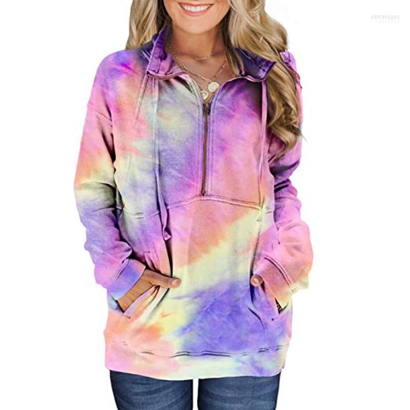 

Women' Hoodies Women' & Sweatshirts Zip-up Harajuku Clothes Hooded Tie-dye Printed Long Sleeve Jumper Regular Coat Korean Style, Multi