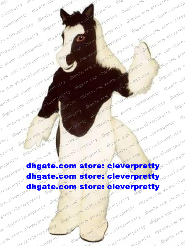 

Black White Long Fur Mascot Costume Steed Courser Bronc Bronco Broncho Horse Pony Adult Promotion Ambassador Giftware zx1444, As in photos