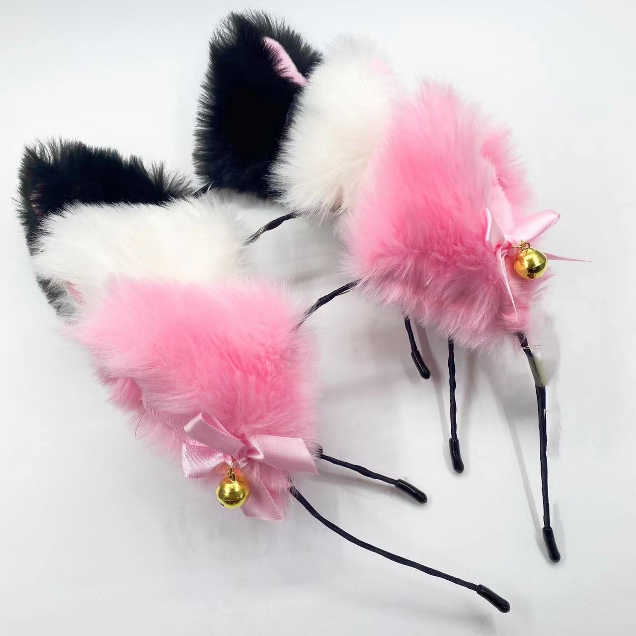 

10pcs Cat Fur Ears Headband Cute Halloween Fancy Dress Cosplay Handmade Animal Furry Ears Hair Hoop, D 2