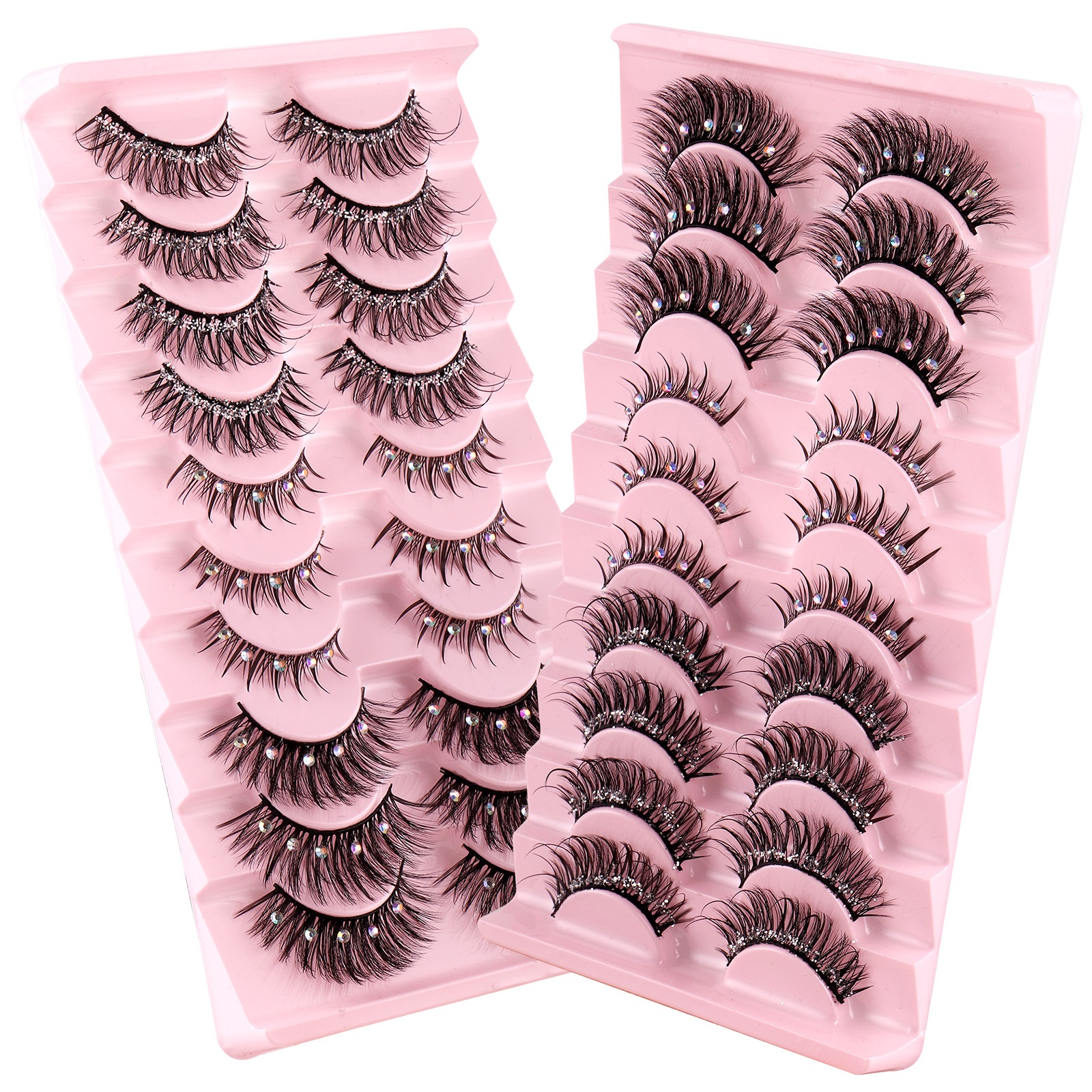 

Handmade Reusable Glitter False Eyelashes with Diamond Messy Crisscross Multilayer Thick Curly Mink Fake Lashes Full Strip Eyelashes Extensions DHL