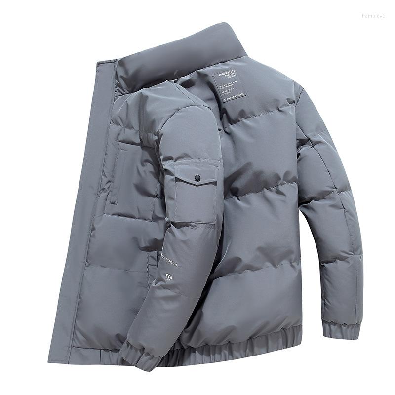 

Men's Down Warm Thick Men Winter Parkas Casual Fashion Solid Cotton Coat Jacket Windbreak Outwear, Black