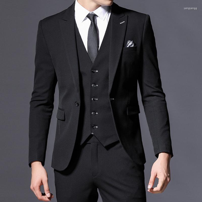 

Men's Suits 3 Piece Black Slim Fit Men For Boyfriend With Peaked Lapel Wedding Tuxedo Smart Casual Man Fashion Jacket Vest Pants 2022, Burgundy