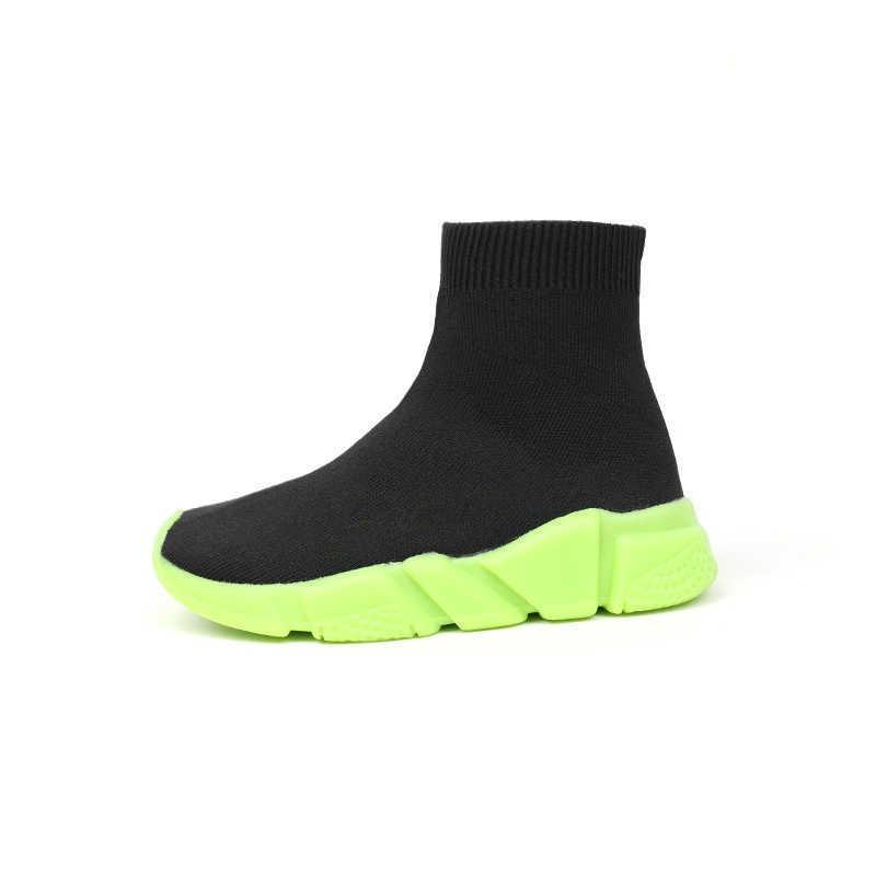 

2020 Children Walking Slip-On Shoes Girls Boys High Top Fashion Brand Sock Sneakers Toddler/Little/Big Kid Casual Mesh Trainers P0830 HBc, Black