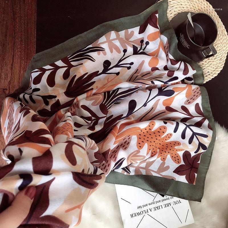 

Scarves Women Autumn Cotton Viscose Shawl Luxury Spain Retro Floral Long Pashmina Wrap Sun Protection Summer Soft Brand 180 90Cm