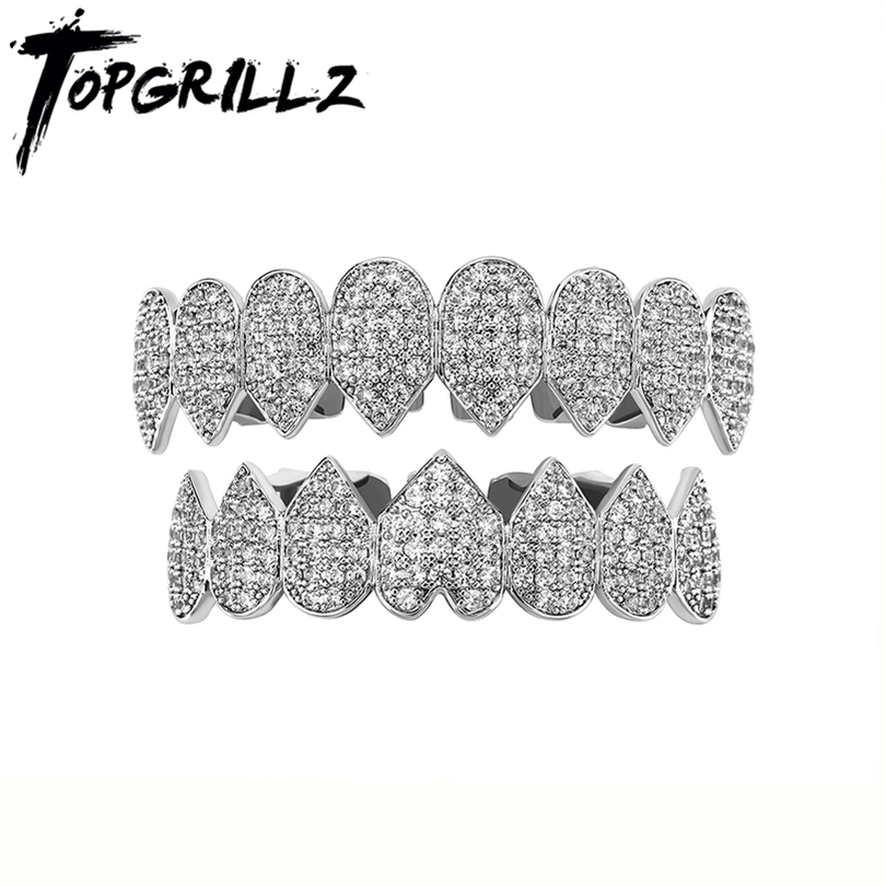 

Pendant Necklaces TOP Iced Out CZ Teeth Set Top Bottom 14K Gold Plated Hip Hop Rapper Jewelry Party Gift For Men Women 221109