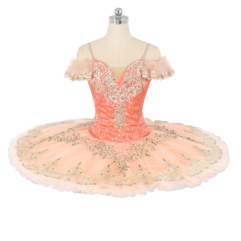 

No elasticity blaze orange sleeping beauty tutu Stage Wear variation competition professional ballet dress white classical costume for women skirt orange JN0267B