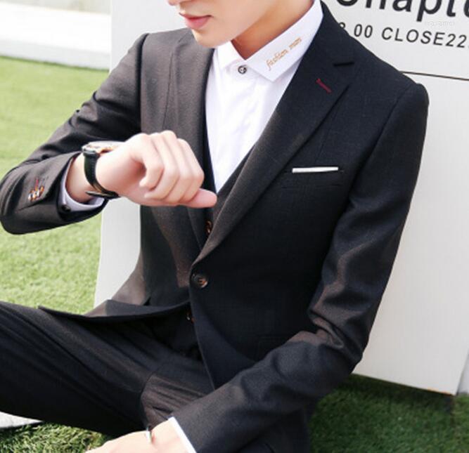 

Men's Suits Black Blue Coat Pant Designs Suit For Men Spring And Summer Fashion Business 3 Pieces Jacket Pants Vest Tie, Gold