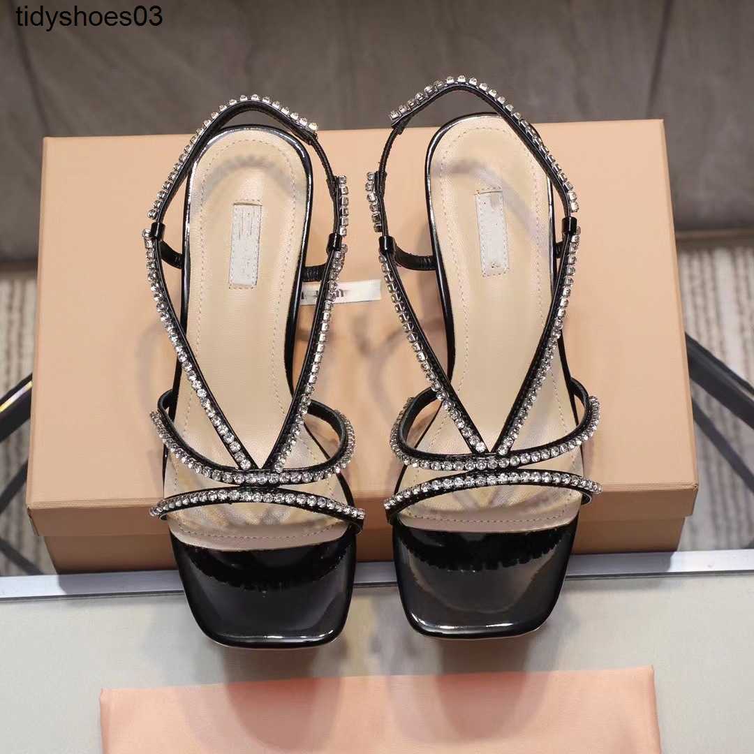 

Designers heels Women Rois Miu silver open toe heeled shoes Stiletto Heel fashion brand Slingbacks Crystal-Studded Pumps womens heels, Black