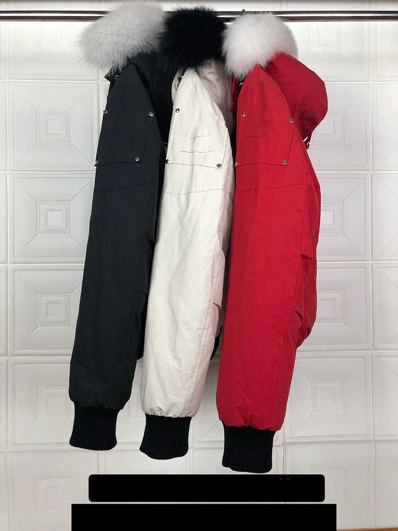 

Men Winter Big Fur Collar Down Jacket Coats Puffer KNUCKLES Jackets Hooded Thick Coat Mens Women Couples Parka Winters Canada, Navy blue-white fur