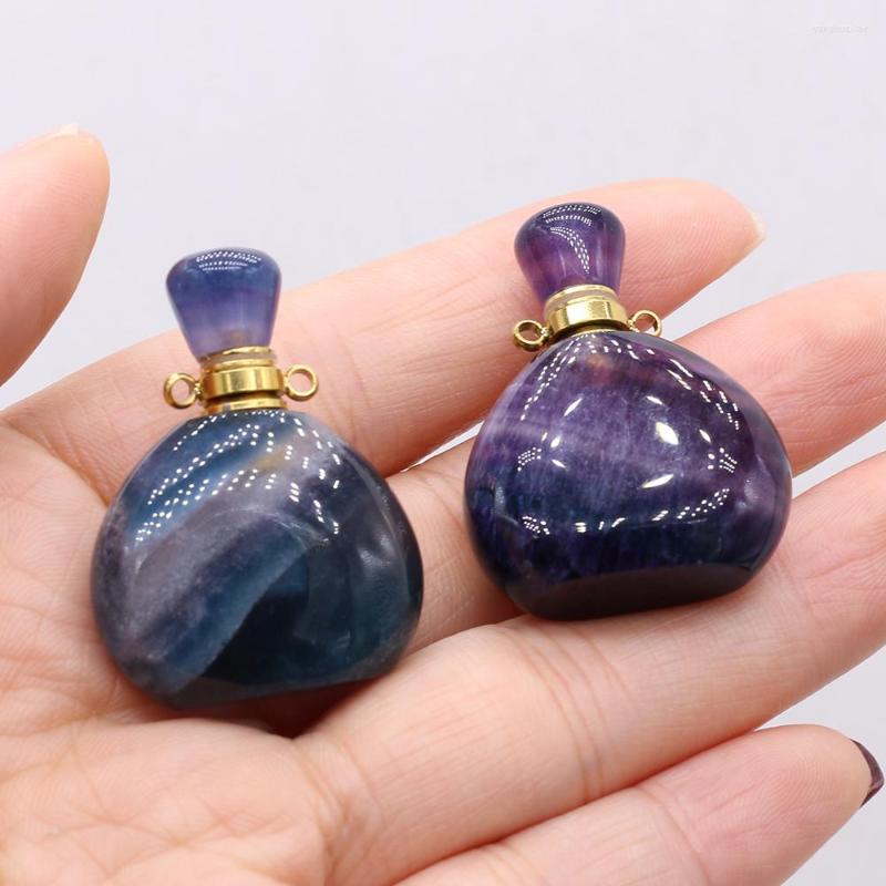 

Pendant Necklaces Natural Stone Gem Fluorite Perfume Essential Oil Bottle Crafts DIY Necklace Jewelry Accessories Gift Making 25x40mm