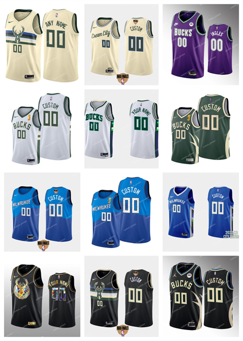 

75th Custom Milwaukee''Bucks''Any Name 34 Antetokounmpo 7 Allen 9 Portis Jr 21 Bobby Holiday 11 Lopez 17 Tucker 22 Middleton''NBA''Basketball Jerseys