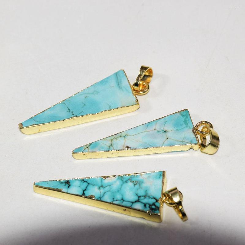 

Pendant Necklaces Gold Plating Long Green Stone For Women 2022 Triangle Howlite Stripe Turquoises Jewelry Healing Gem Stones Accessories