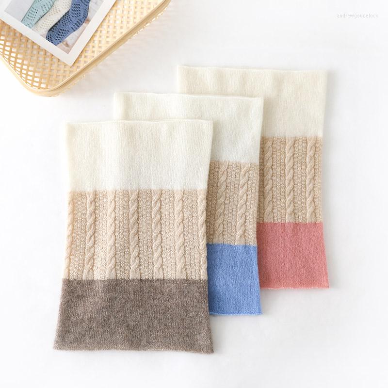 

Scarves Pure Wool Scarf Women's Fashion Color Matching Neck Cover Autumn And Winter Knitting Warm