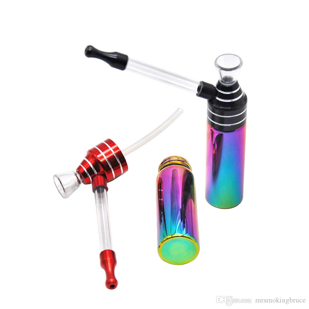 

Rainbow Hookah Shisha Smoking Glass Water Pipe 127MM Aluminum Metal Tobacco Oil Rig Wax Water Pipes For Smoke Bongs