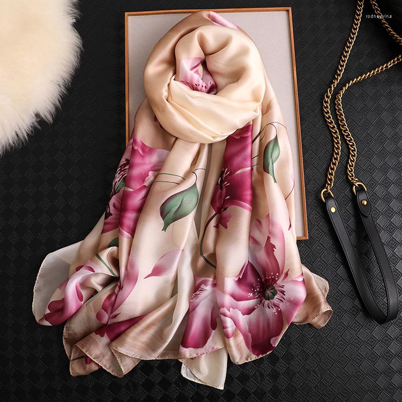 

Scarves KOI LEAPING Summer Woman Fashion Lotus Printing Long Scarf Headscarf Air Conditioning Shawl Girl Gift