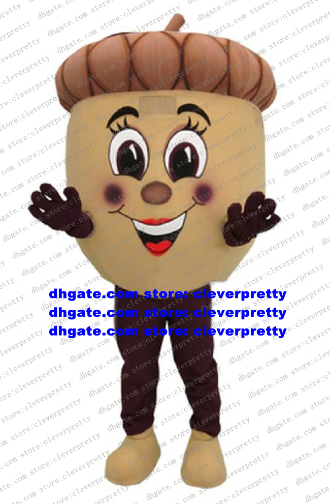 

Pretty Mascot Costume Brown Acorn Makk Eikel Vlota Dry Fruit Nut Fancy Dress With White Tooth Red Tongue Long Legs No.8587 FS, As in photos