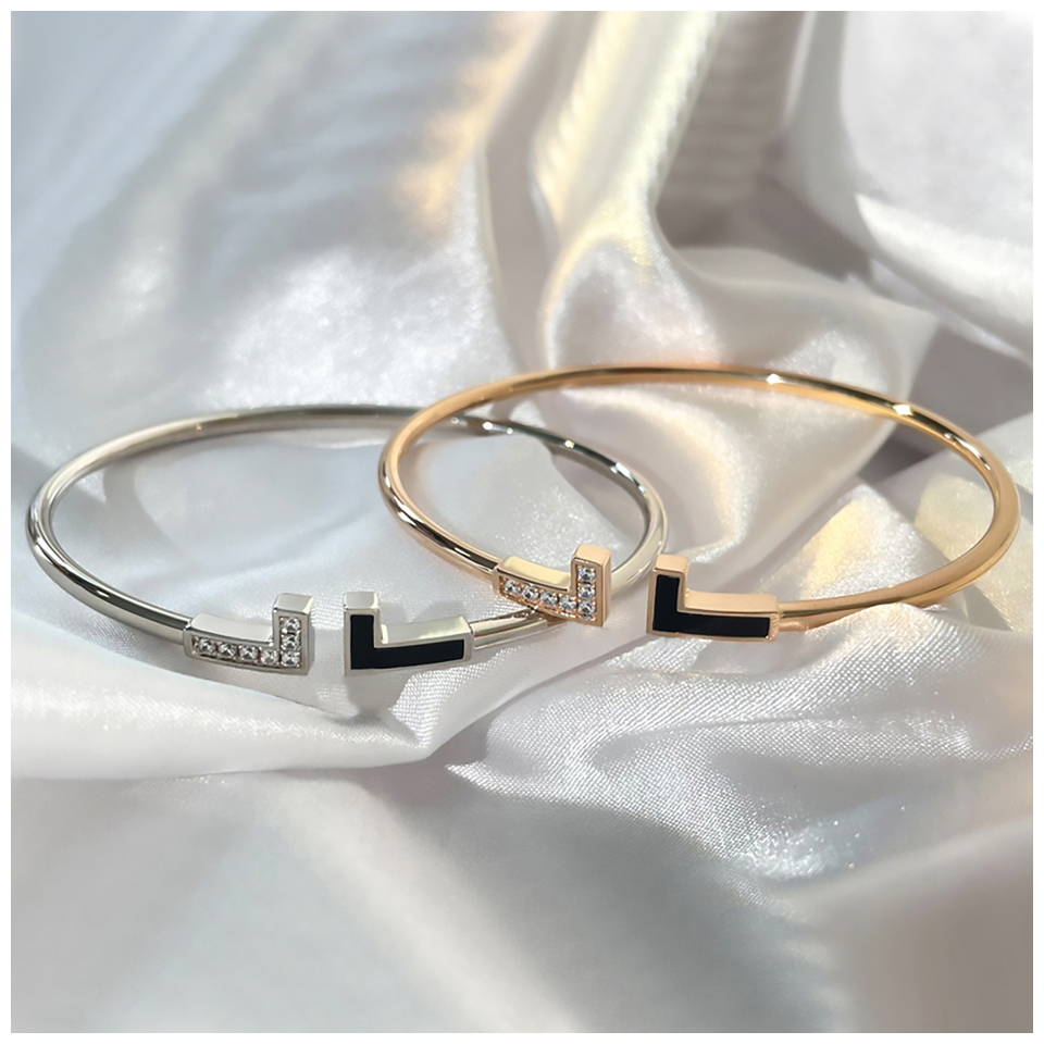 

Factory designer bangle T Bracelet Mens Stainless Steel Bracelets Diamond Silver Bangle Platinum Braclets Rose Armband Cuff Designer Gold Bangles Mama Bracl BU41