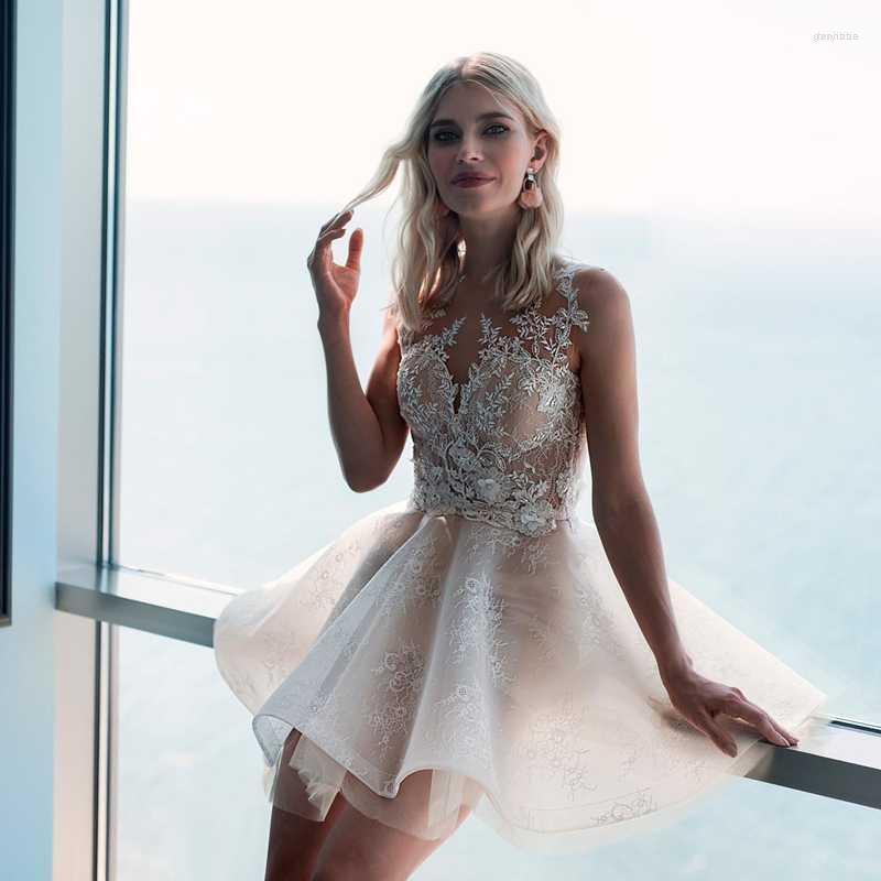 

Party Dresses Elegant Champagne Short Homecoming Scoop Sleeveless Organza Knee-Length Pleated A-Line Prom DressesParty, Black