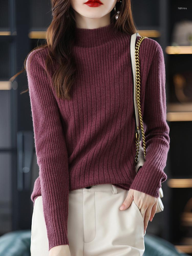 

Women's Sweaters Pull Femme Hiver 2022 Knitted Pullover Women Sweater Half High Collar Long Sleeve Top Korean Clothes Autumn Warm Casual, Black