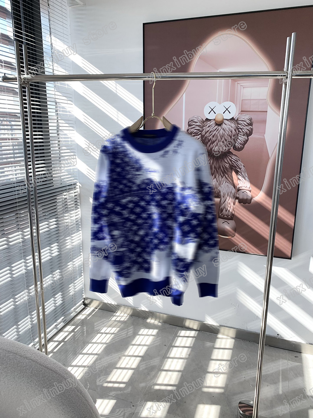 

xinxinbuy Men designer Hoodie sweater Milan tie dye Jacquard Knitted wool fabric Paris women black white gray S-XL, 01