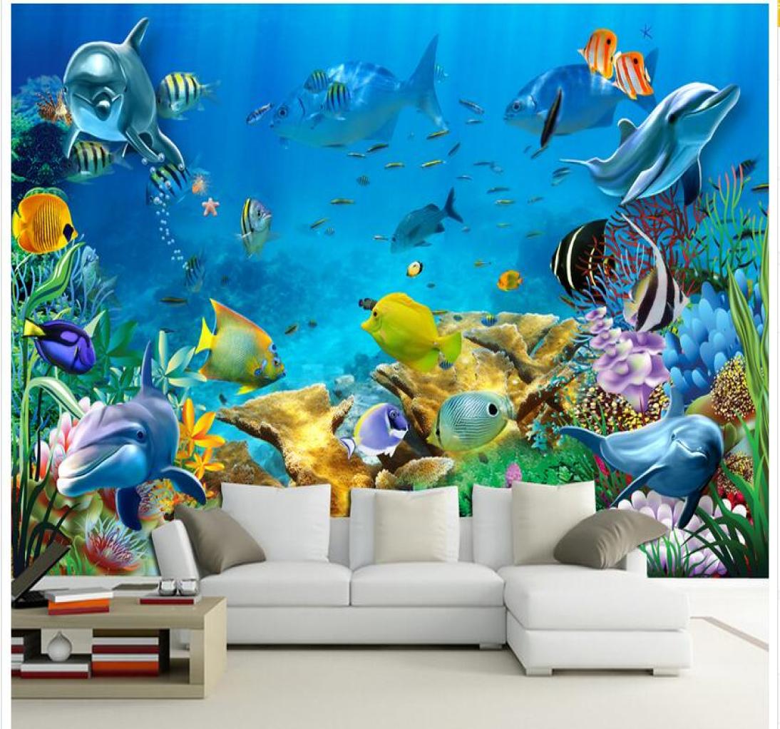 

3d wallpaper custom po nonwoven mural The undersea world fish Children room painting picture 3d wall room murals wallpaper7575664, Picture shows