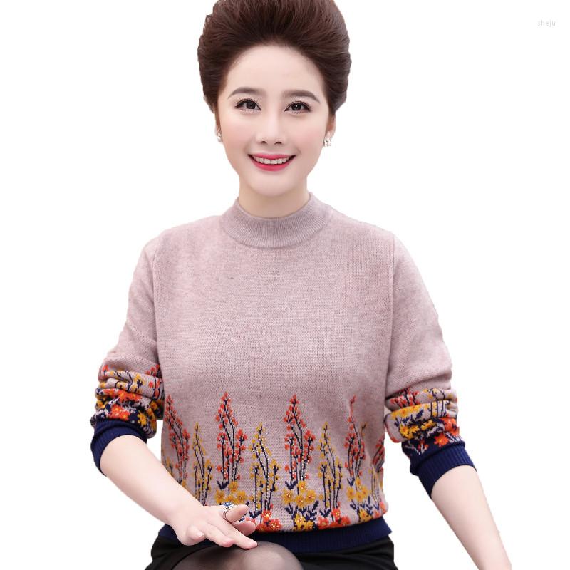 

Women's Sweaters Middle-aged Women's Autumn Winter Wool Sweater 2022 4XL Knit Pullover Tops Female Thick Warm Cashmere 1741, Red