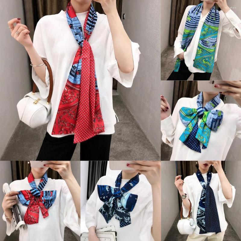 

Scarves Narrow Long Silk Neckerchief Women Fashion Prints Wraps Head Hair Accessories 160 20cm For Clothes
