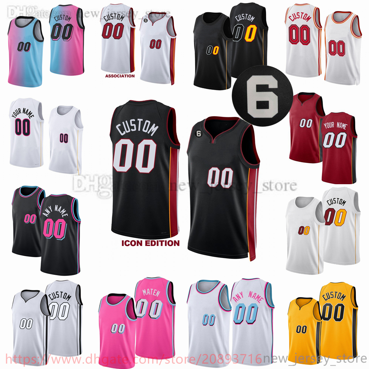 

Custom 2022-23 New Printed Basketball Jerseys 5 Nikola Jovic 22 Jimmy 13 Bam Butler Adebayo 7 Kyle 14 Tyler Lowry Herro 55 Duncan Robinson 2 Gabe Vincent Max Strus 6 patch, Printed (with team logo)