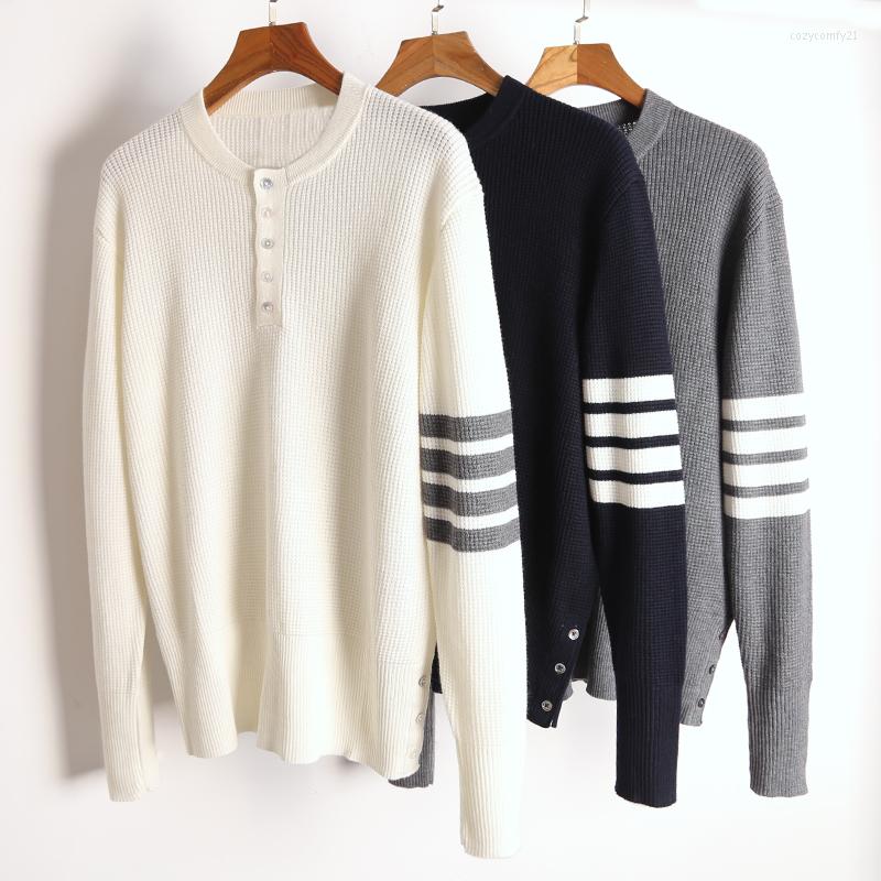 

Men' Sweaters 2022 Fashion Brand Men Slim Fit O-Neck Pullovers Clothing Waffle Striped Wool Solid Autumn Winter Casual Coat, Blue