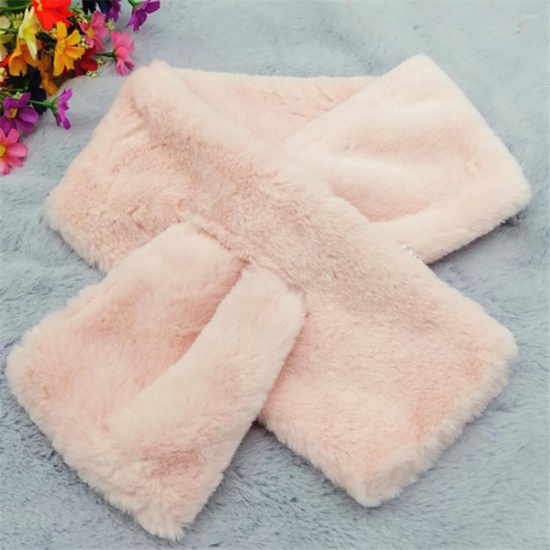 

Scarves 1pc Women Scarf Cross Solid Color Faux Fur Collar Neck Warmer