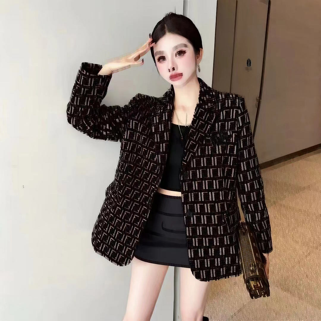 

fashion women suit designer clothes blazer full letters spring new released tops E139, Brown