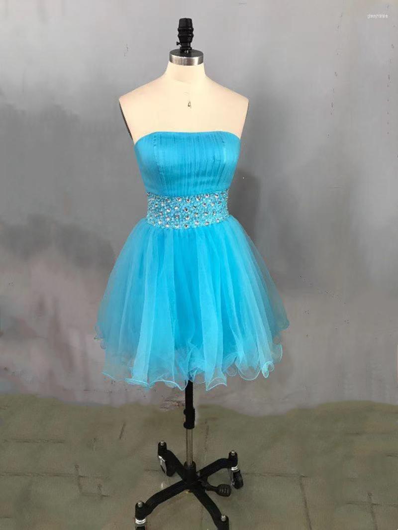 

Party Dresses Real Image Short Homecoming Strapless Beaded Sash Vestidos De Cocktail Gowns A Line Tulle Graduation Club WearParty, Orange
