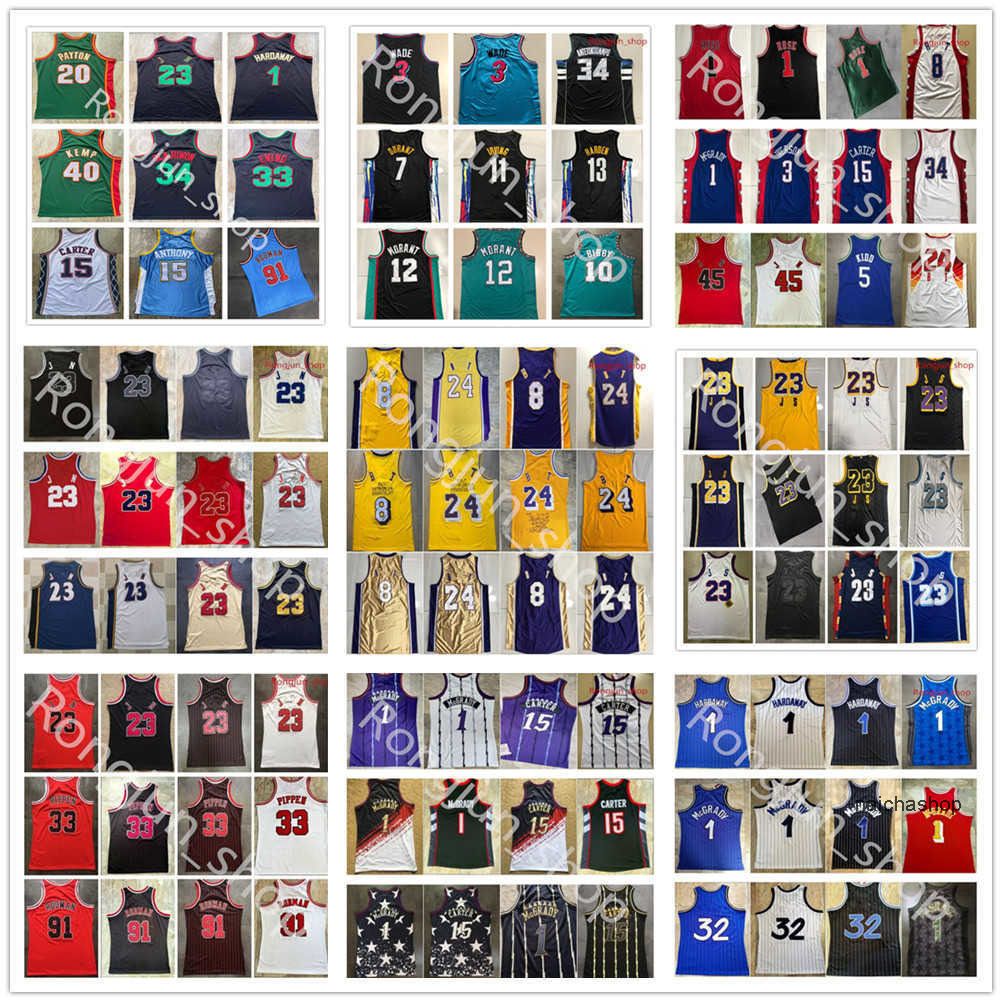 

titched Retro Basketball Jerseys Rose Pippen Rodman Iverson Garnett Durant Irving Harden Wade Mutombo McGrady Hardaway Carter Payton, Picture