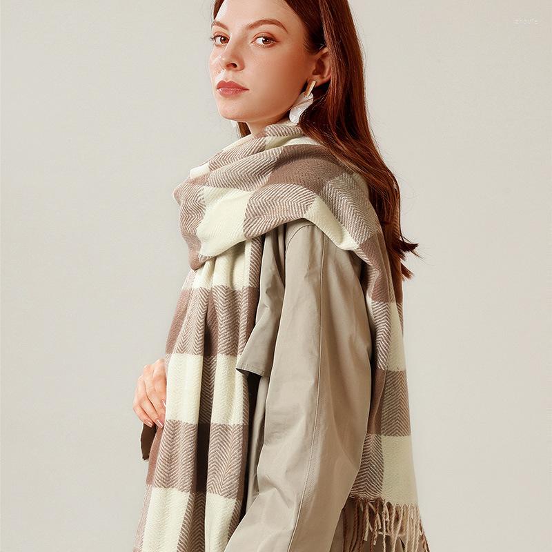 

Scarves Classic Plaid Style Women Autumn Winter Scarf Soft Cotton For 2022 Keep Warm Big Shawl