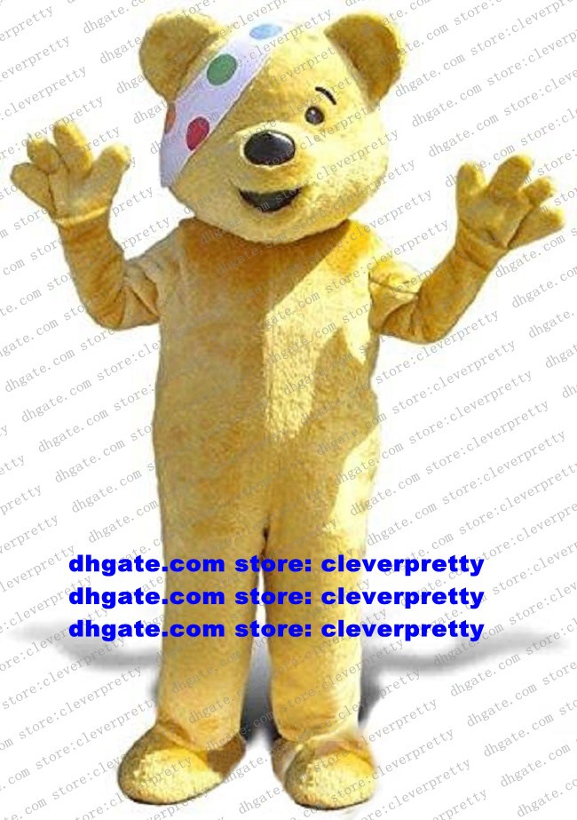 

Yellow Clown Pudsey Bear Mascot Costume Adult Cartoon Character Outfit Suit Internal Anniversary Marketing Promotions zx1507, As in photos