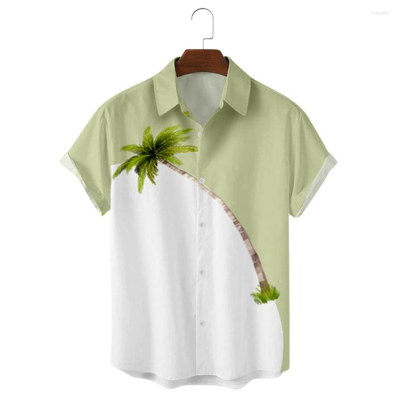 

Men's Casual Shirts Men's Fashion T Hawaiian Coconut Tree 3d Print Cozy One Button Short Sleeve Beach Oversized Clothes, La05604 3m37 w