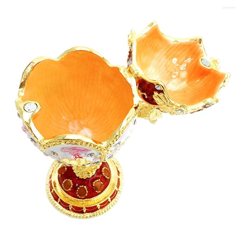 

Jewelry Pouches Vintage Easter Egg Hinged Trinket Box Crystal Organizer Case Candy Storage For Home Party Decoration