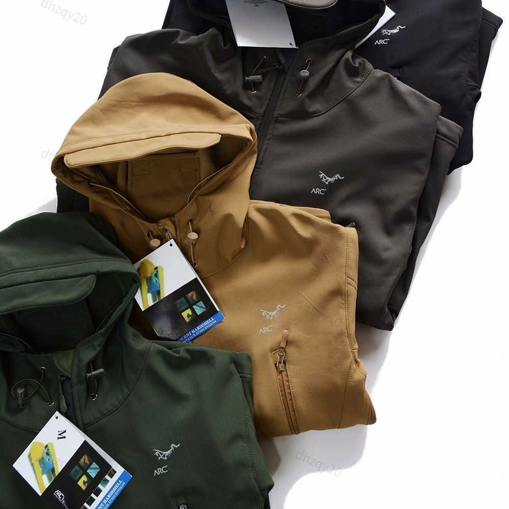 

Arc jacket designer sportswear autumn and winter men's outdoor sports waterproof breathable windproof jacket plush warm hoodie casual zipper sweatshirt, Black