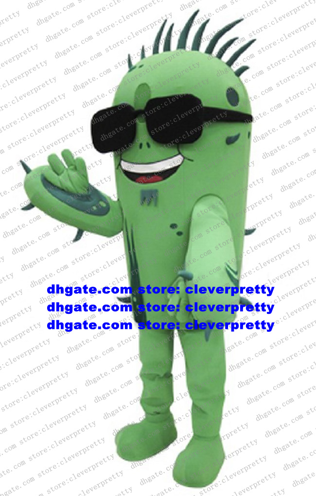 

Lovely Green Cactus Cacti Cereus Cactaceae Mascot Costume Plant With Red Heart Sharped Tongue Cylinder Body Smile No.8748 FS, As in photos