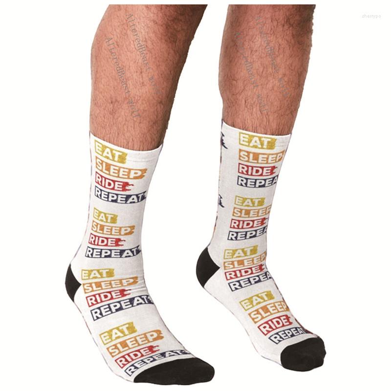 

Men's Socks Men's Funny Bicycle Eat Sleep Ride Repeat Harajuku Men Happy Hip Hop Novelty Boys Crew Casual For, W2575
