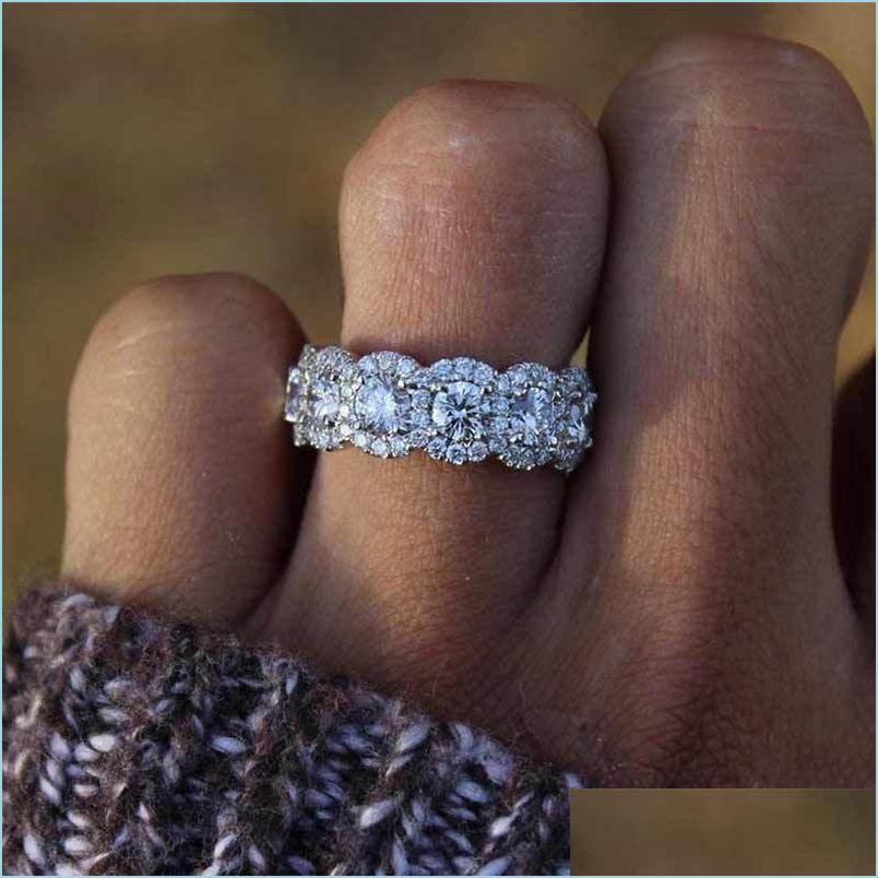 

Wedding Rings New Crystal Engagement Rings Snow Design Ring For Women White Zircon Cubic Elegant Female Wedding Jewelry Drop Delivery Dh8Hh