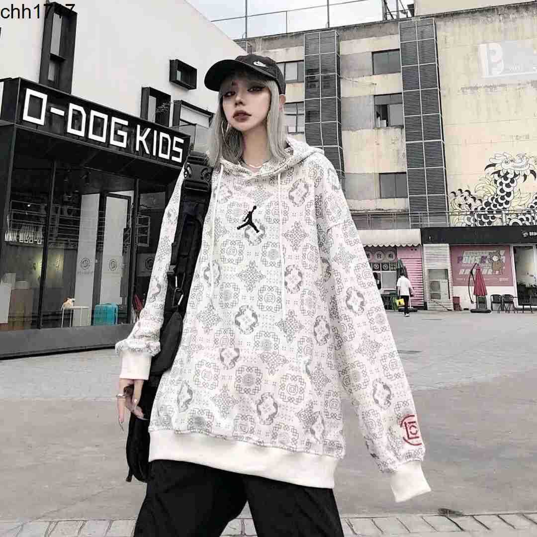 

2023 allover dark silk hoodie AJ same style for men and women, White