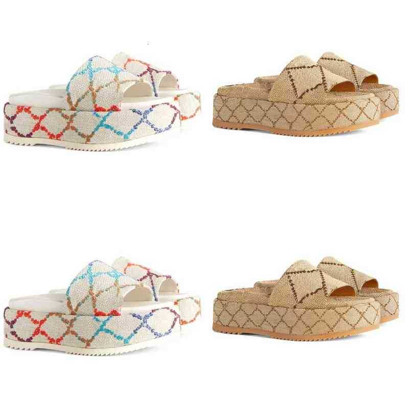 

's Slippers Women Platform Sandals Slide High Heels Flip Flops Shoes Sandal Casual Shoe Fashion g Designer Luxury Flat Embroidered, Color 35