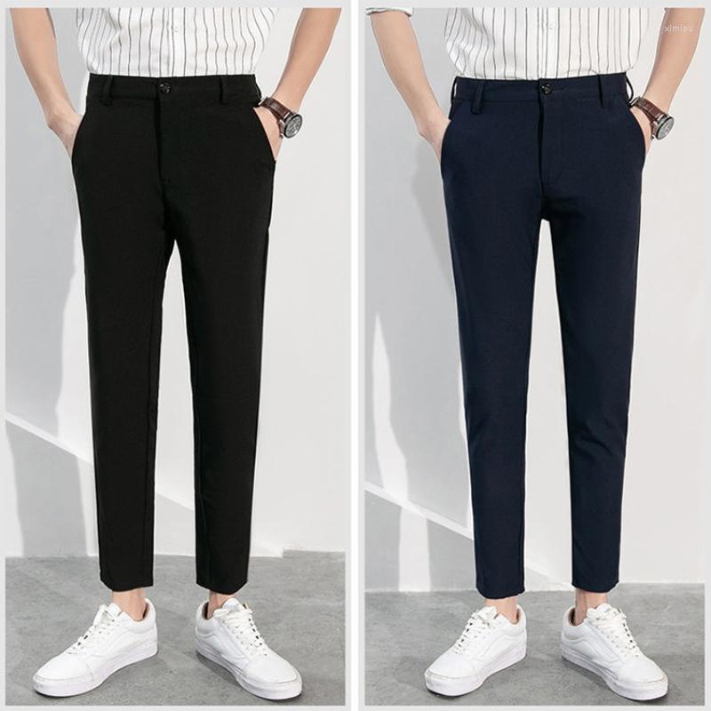 

Men's Suits Spring Autumn Men Suit Pants Black Stretch Slim Fit Office Skinny Male Casual Trousers Ankle Length Harem 27-42, Nine minute trousers