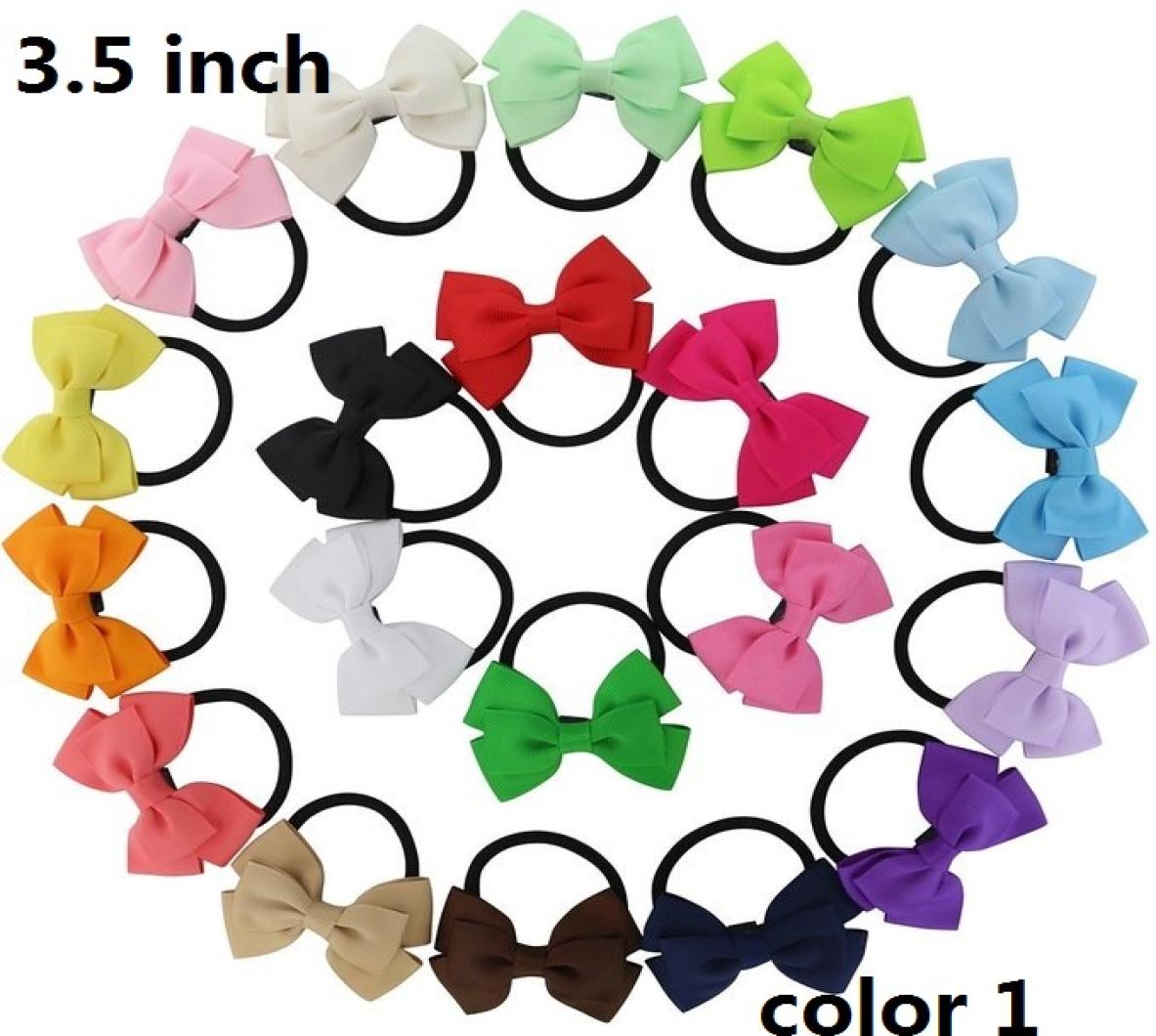 

15 off 2016 new Pinwheel 50pcs Grosgrain Ribbon Hair Bows hair bands Pony Tail Holder Gift Bow elastic band For Baby bowknot he3050788, Color 2