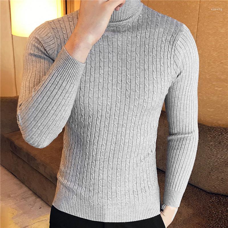

Men's Sweaters Men Turtleneck And Pullovers Fashion Knitted Sweater Winter Pullover Homme Wool Casual Solid Clothes, Gray