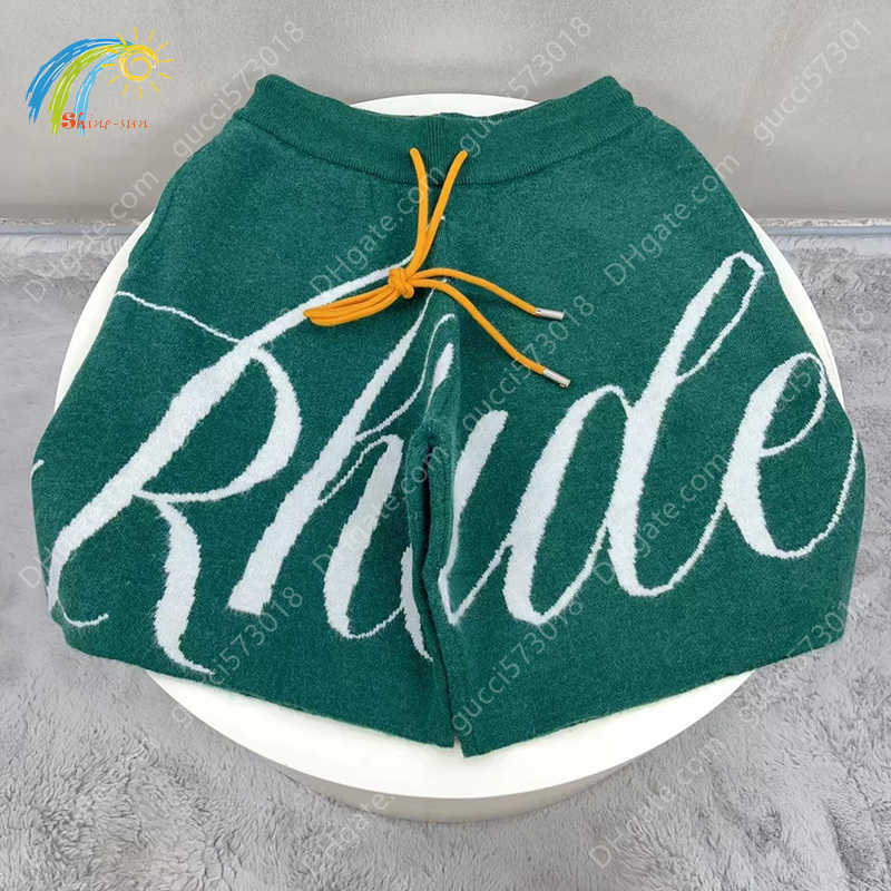 

Shorts Hip Hop Streetwear Loose Breeches Men Women 1 1 Big Letters Jacquard Rhude Casual Shorts Drawstring RHUDE Knitted Shorts