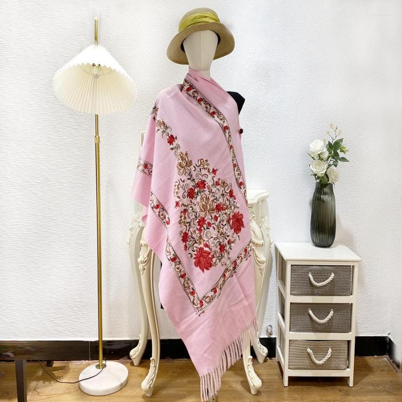 

Scarves 2022 Shawl Women Embroider Flower Scarf Pashmina Cashmere Winter Warm Fashion Tassels Travel Scarve