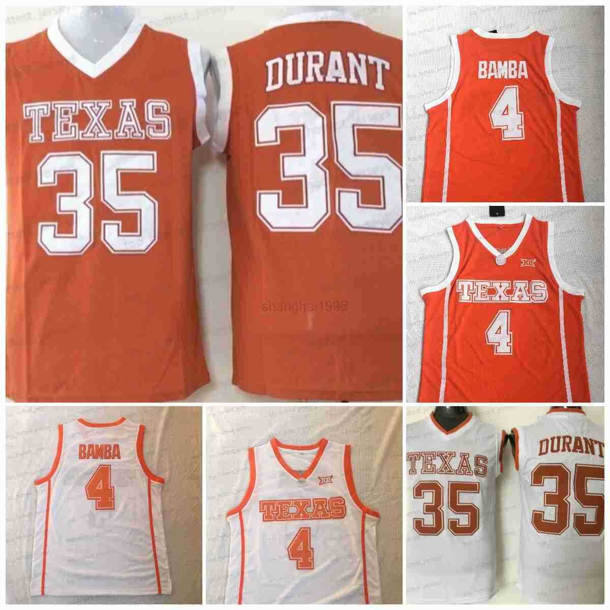 

College Basketball Wears NCAA Texas Longhorns #35 Kevin Durant Basketball Jersey Mo Bamba Mens Basketball Jerseys Wear Orange White University Men Stitche, Men jersey